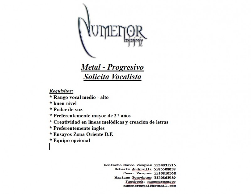 Bateristas Metal Distrito Federal | numenor
